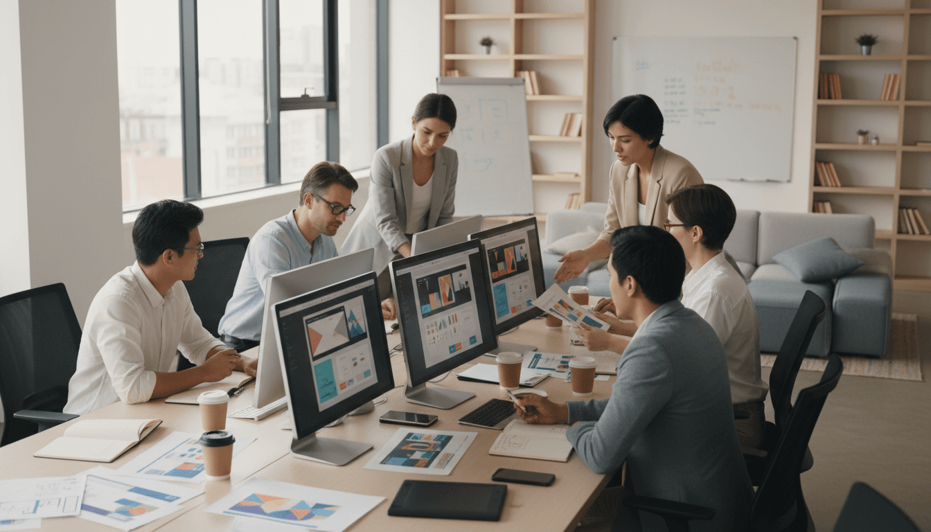 Marketing team developing digital strategy