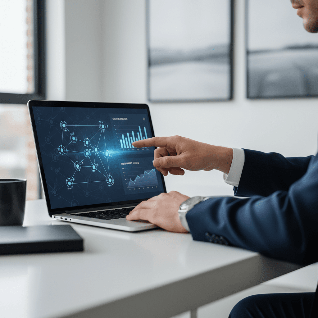 IT consultant analyzing infrastructure analysis